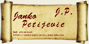 Janko Petijević vizit kartica